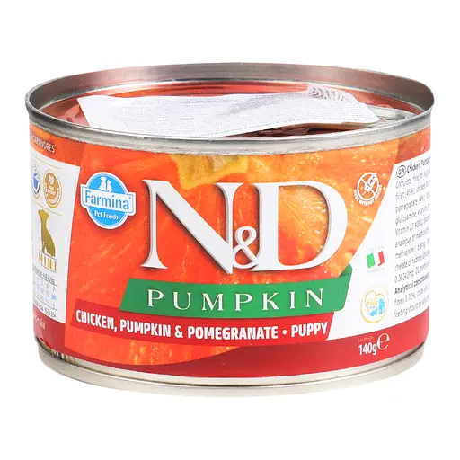 Влажный корм для щенков мини-пород Farmina N&D Grain Free Pumpkin Chicken, Pumpkin&Pomegranate Puppy Mini, тыква, курица и гранат, 140 г - фото 2