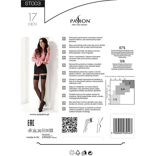 Графитовые чулки на ажурной силиконовой резинке Passion ST003 3/4 grafit - фото 6