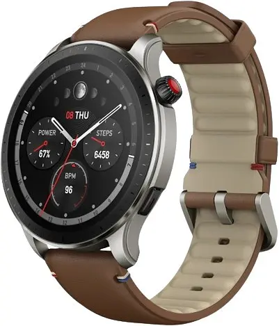 Часы умные Amazfit GTR 4 коричневые (Vintage Brown) с кожаным ремешком - фото 1