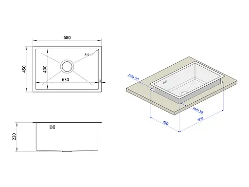 Мийка для кухні з нержавійки під стільницю Nett NS-6845 - фото 8