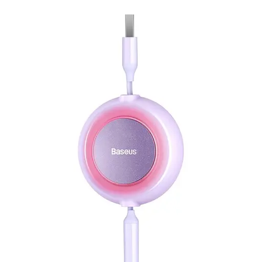 Кабель Baseus Bright Mirror 2 Series Retractable 3-in-1 Fast Charging Data Cable USB to M+L+C 3.5A 1.1m Purple - фото 7