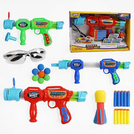 Автомат помповий, 10 патронів, 6 кульок, окуляри (В асортименті) - фото 2