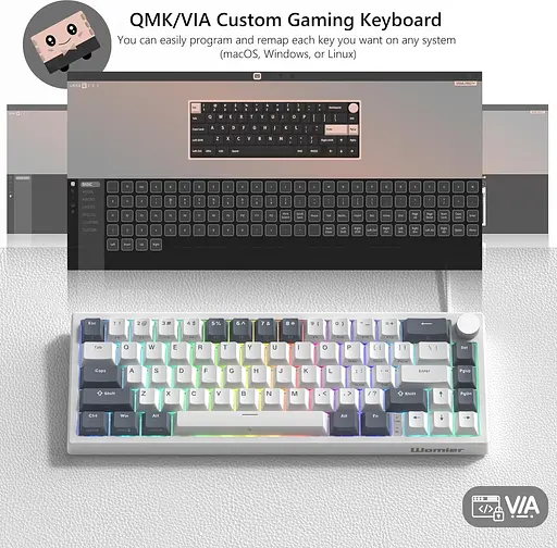 Игровая механическая клавиатура Womier VK66 Pro / Проводное подключение / Womier POM Series Switches / Grey - фото 3