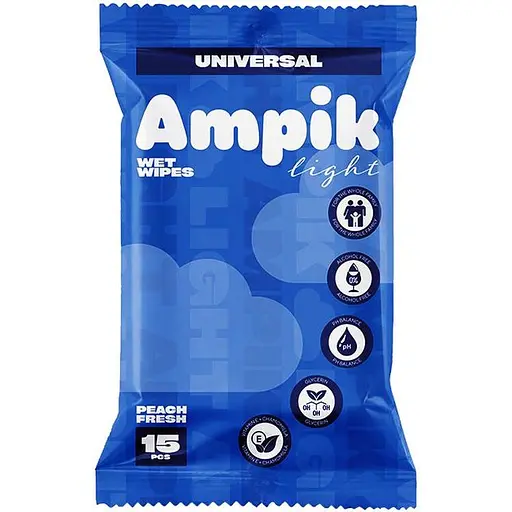 Вологі серветки Ampik Light універсальні 15 шт. - фото 1
