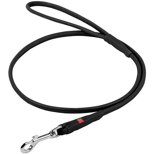 Повідець для собак Waudog Soft шкіряний, круглий, чорний