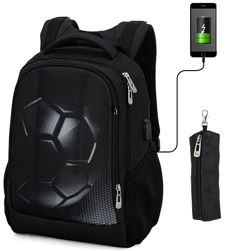 Шкільний рюкзак підлітковий чорний для хлопчика Winner / SkyNam 57-35 для старшокласників