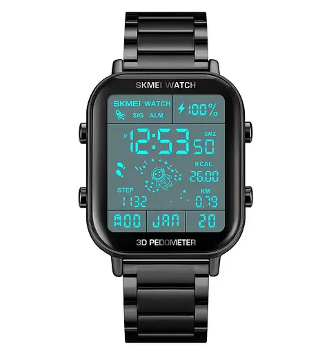 Чоловічий наручний годинник Skmei 1888 astronaut фітнес трекер (Чорний) - фото 2