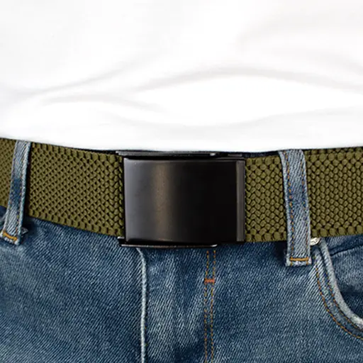 Ремінь-гумка чоловічий на затиску PS-40023 (115 см) плетений кольору хакі - фото 6