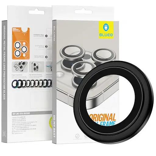Захисне скло BlueO Metal на камеру для Apple iPhone 16 Pro/16 Pro Max/15 Pro/15 Pro Max Чорний/Black - фото 2