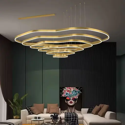 Необычная и эффектная золотая люстра на 5 ярусов Ø 120 см Ст. PCL006-120*100*80*60*40 PGD Line F - фото 1