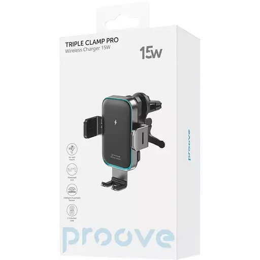 Автотримач із бездротовою зарядкою Proove Triple Clamp Pro 15W (WHTP15010004) [136224] - фото 6