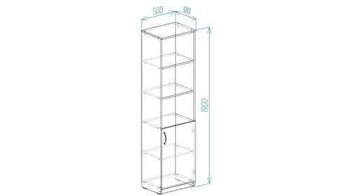 Пенал Анжело Ferrum-decor на 4 полиці з 1 дверима 1900x500x380 ДСП Білий 16 мм (FRD-104948) - фото 4