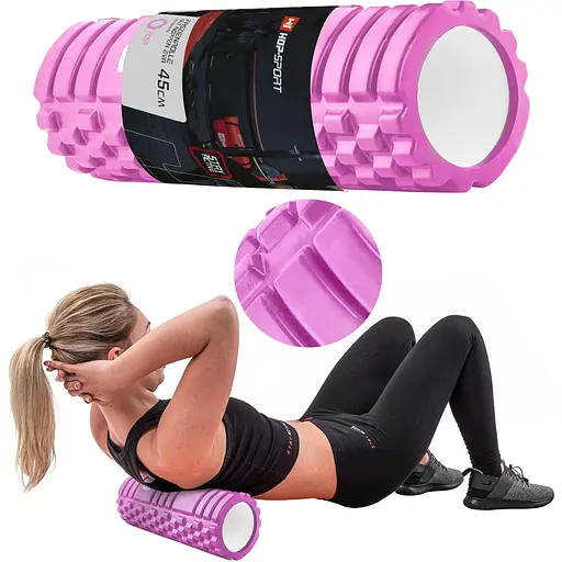 Роллер массажер (валик, ролик) Hop-Sport EVA 45см розовый - фото 3