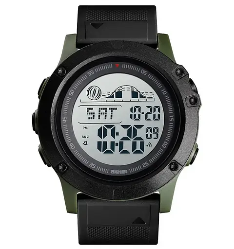 Чоловічий наручний годинник Skmei 1476 (Зелений із білим циферблатом)