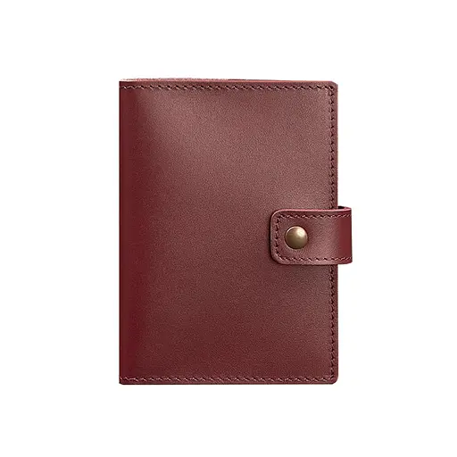 Шкіряна обкладинка для паспорта 5.0 (з віконцем) бордова Краст - фото 7