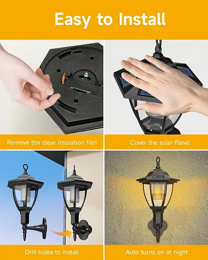 Сонячні настінні ліхтарі Moman, 2 упаковки зовнішніх охоронних світильників з датчиком руху, IP65 водонепроникний для гаража - фото 5