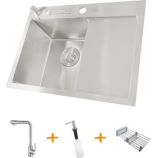 Комплект кухонної мийки та змішувача Nett з нержавіючої сталі NS-6045 - фото 2