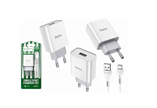 Зарядний пристрій Hoco C81A Type-C USB набір 2-в-1 білий - фото 2