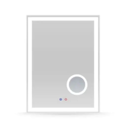 Дзеркало прямокутне 60*80см, з підсвічуванням, диммером, підігрівом дзеркала, з лінзою 5x Volle 16-13-600M, Білий матовий - фото 1