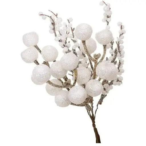 Декоративная искусственная ветка с имитацией Белый 23 см - фото 1