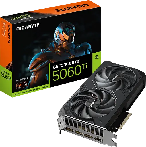 Видеокарта GeForce RTX 5060 Ti 16GB Gigabyte Windforce OC (GV-N506TWF2OC-16GD)