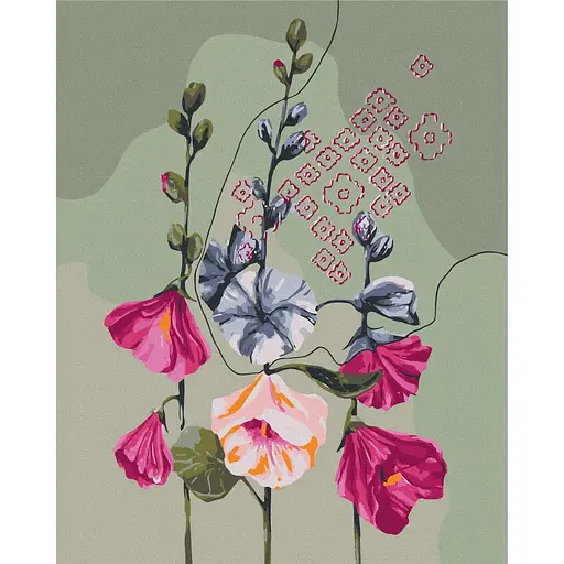 Картина за номерами на підрамнику Brushme Мальви розцвіли Катерина Савич