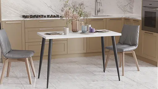 Кухонний стіл Марсель 50 Ferrum-decor 75x120x60 Чорний метал ДСП Білий 32 мм (FRD-106701)