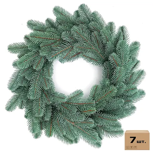 Вінки хвойні різдвяні Hvoya Lux литі блакитні 50 см 7 шт.