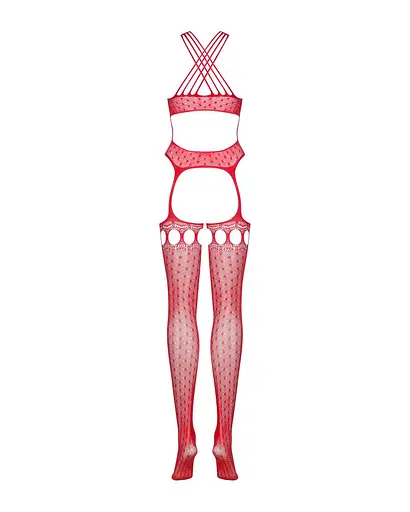 Бодистокинг Obsessive Bodystocking G313 red шнуровка геометрический декор S/M/L - фото 6