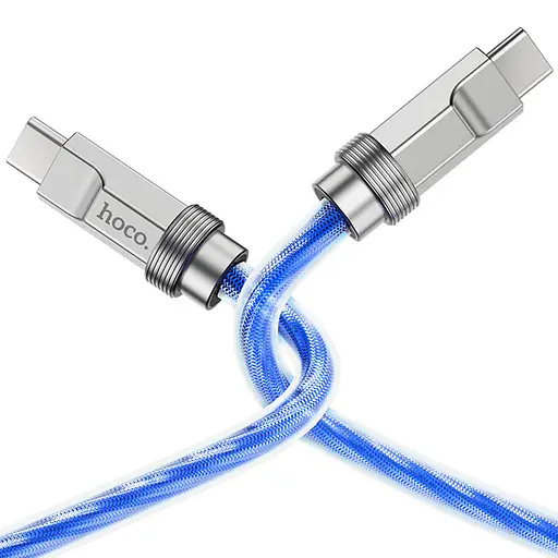 Дата кабель Hoco U113 Solid 100W Type-C to Type-C (1m) Blue - фото 4