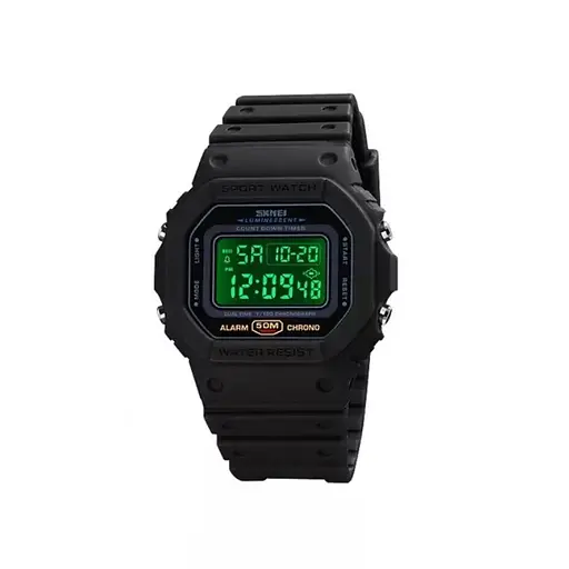 Мужские наручные электронные часы Skmei 1628 Черный с черным - фото 4