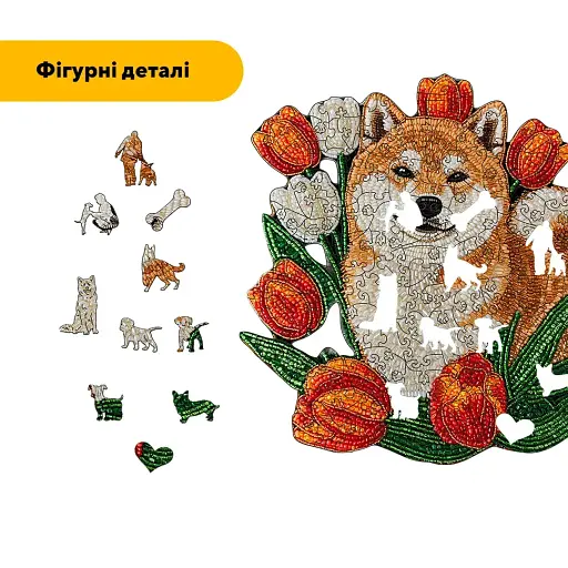 Деревянный фигурный пазл Мозаика Акита, А1, Картонная коробка 500+ элементов - фото 3