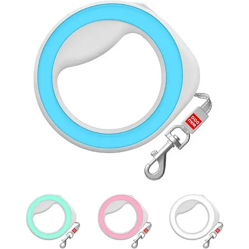 Поводок-рулетка для собак Waudog R-leash, круглая, XS-M, до 40 кг, 2,9 м, светоотражающая лента голубая - фото 4