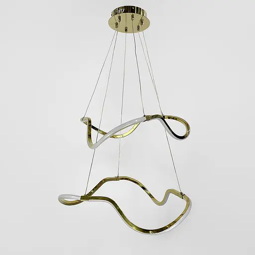 Золота люстра із двома хвилеподібними кільцями d70 см | Арт. Y 405-700+700 GD | Line F - фото 2