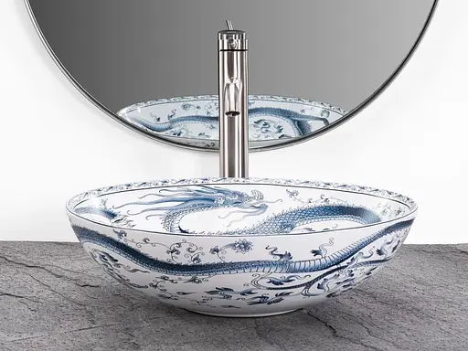 Умивальник Rea Kioto накладний з візерунком REA-U6032, Цветной - фото 5