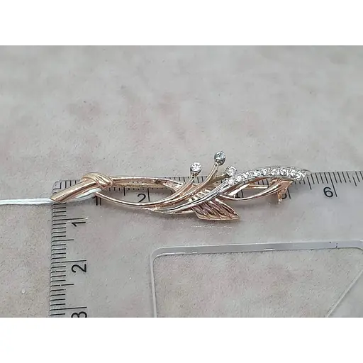 Золота брошка з фіанітами Гаразд. 3580098 - фото 4