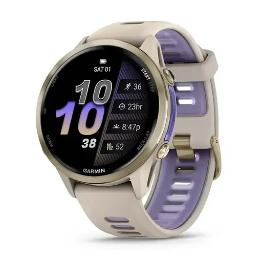 Смарт-часы Garmin Forerunner 970 French Gray Soft Gold Titanium with French Gray/Translucent Indigo Silicone with Soft Gold Buckle (010-02969-62)