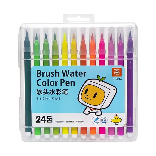 Фломастер - кисть 24 кольори Bambi 1221-24 у пластиковому боксі - фото 1