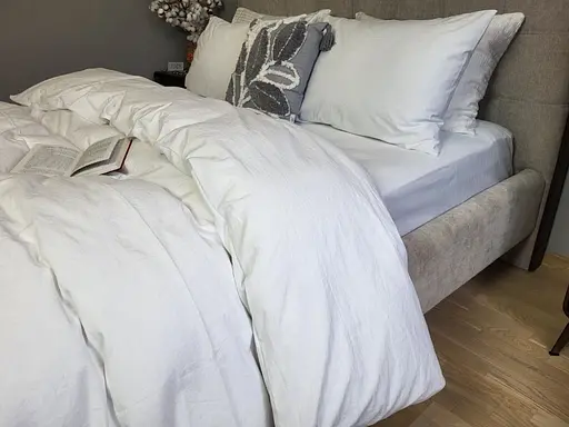 Комплект постельного белья из вареного хлопка белый White, LUXURY Washed - двухспальный - фото 2