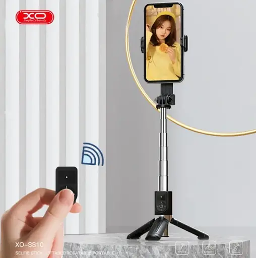 Монопод трипод беспроводной XO SS10 Mini Bluetooth 80 см селфи палка штатив с зеркалом и треногой Черный - фото 6
