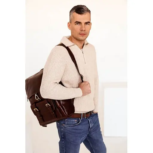 Большой кожаный рюкзак Time Resistance 29х40х13 см sum0028432 - фото 6