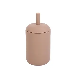 Силиконовая, безопасная детская чашка с соломинкой без содержания бисфенола А, 175 мл, Caramel - фото 1