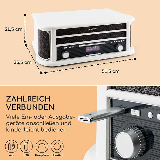 Програвач вінілу/стереосистема auna Belle Epoque 1908 DAB (10030660) - фото 3