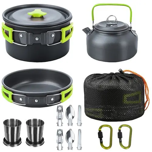 Туристичний посуд Trizand 23667, 18 предметів (антипригарне покриття, для кемпінгу, 2 особи) - фото 6