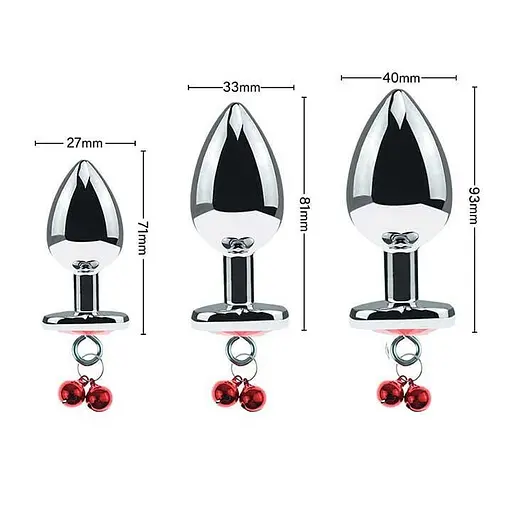 Металева анальна пробка Art Of Sex класична конусна з повідцем 40 мм 93 мм червоний - фото 4