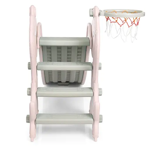 Дитяча гірка BAMBI YG2020-2-1-8 з баскетбольним кільцем, ш79-г175-в89см, рожева - фото 4