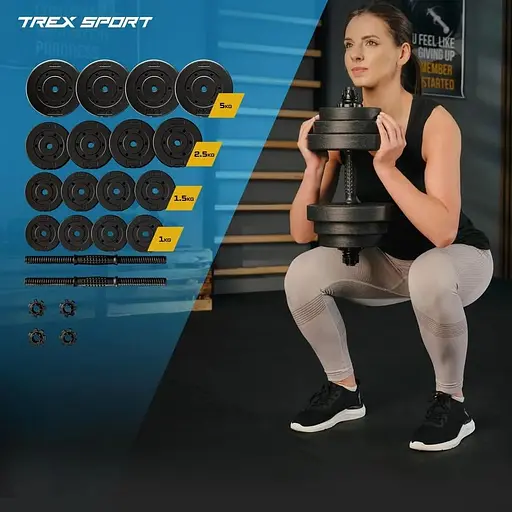 Гантели композитные регулируемые Trex Sport 2х20кг - фото 4