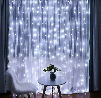 Новогодняя светодиодная гирлянда-штора Роса 3x2 м с 200 белыми LED лампочками и питанием USB - фото 4