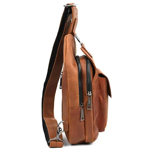 Модный рюкзак слинг на одну шлейку коньячный TARWA 17х7х33.5 см sum0028452 - фото 5