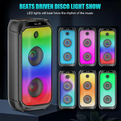 Динаміки TAMPROAD Bluetooth, 80 Вт бездротові портативні динаміки TWS для вечірок із сабвуфером, глибокі баси, світлодіодні - фото 5
